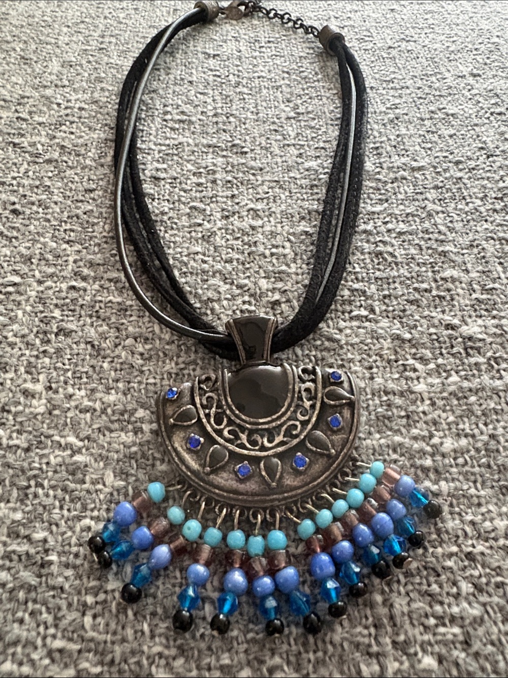 Chico’s Silver-Tone Necklace with Blue and Turquoise Beads
